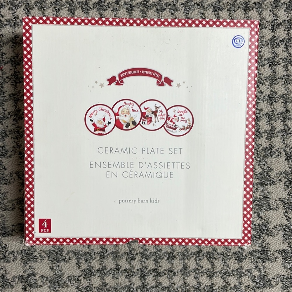 Pottery Barn Kids Christmas Ceramic Plate Set